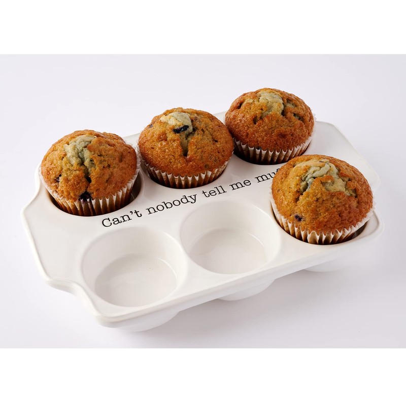 Mud Pie Circa Muffin Tray and Spatula Set, White, 12"