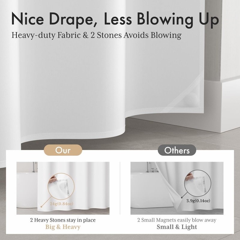 AmazerBath No Hook Shower Curtain and Liner Set, Shower Curtain