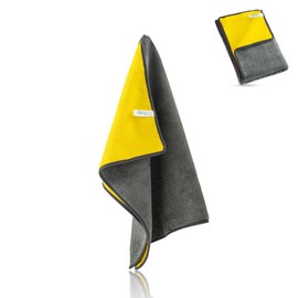 MICLO CLEANING | 750 GSM Double Sided Ultra Absorbent Car Body Dry Cloth | 20'' x 27'' | Mega Size | Yellow
