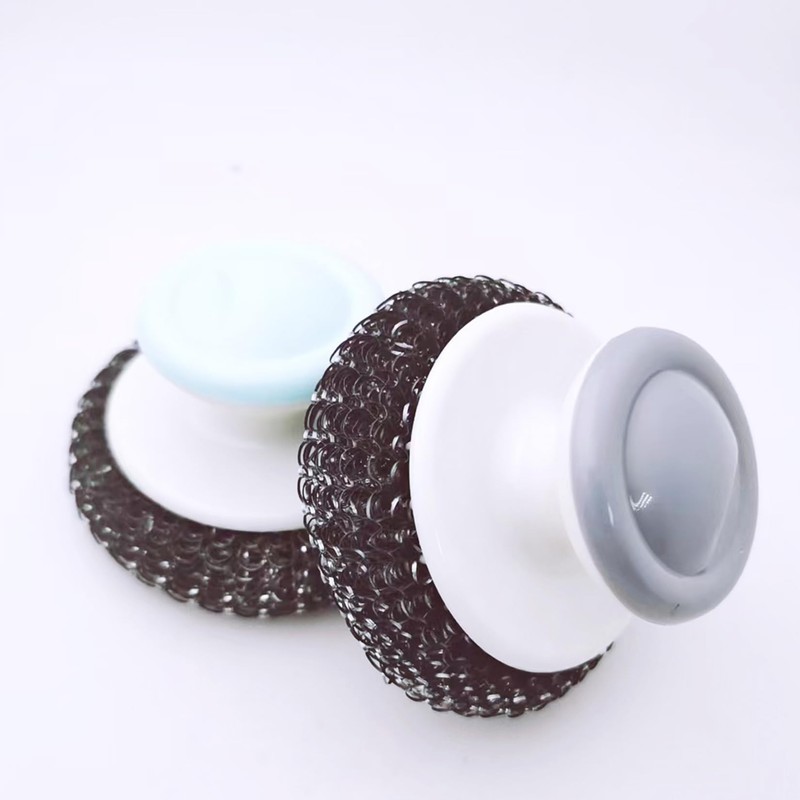 4PCS Stainless Steel Wool Scrubber with Handle, Dish Scrubber Cleaning