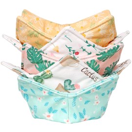 ROGITU Cotton Microwavable Bowl Cozy, Microwave-Safe Hot Bowl Holders, Soup bowl Cozy Hot Pads (Tropical Plants)