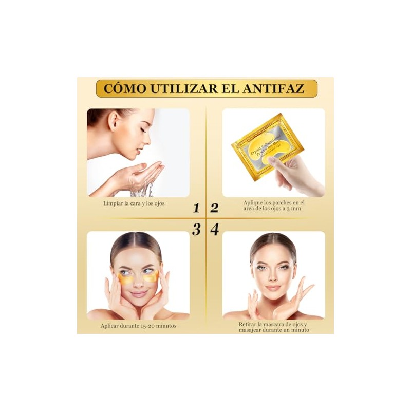 32 Pares Parches para Ojos, Máscaras de Colágeno de 24
