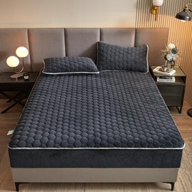 ZIQINPSQ Milk Velvet Fitted Sheet-Cozy Comfy Flannel Bed Sheets - Soft Velvet Fleece Fitted Sheets(No Pillows) with Deep Pocket- Suitable for Season.（Gray,Queen