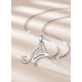 CELESTIA Sterling Silver Initial Necklace Letter Pendant M Monogram Necklaces Heart Initial Jewelry