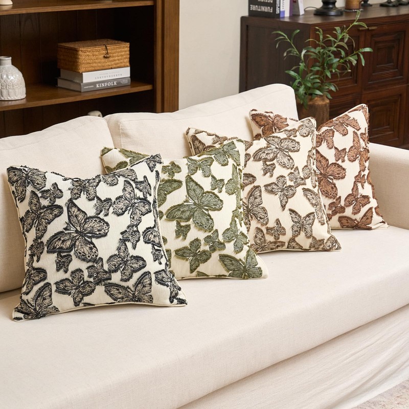 Chenille Decorative Throw Pillow Cover, 18×18, Caramel Brown