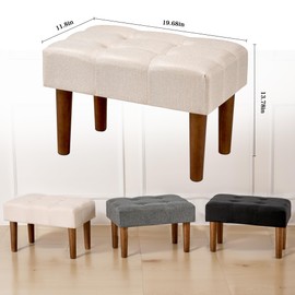 VECELO Small Foot Rest Under Desk Ottoman, Linen Foot Stool with Legs, Rectangle Footrest Leg Rest for Sofa, Relieve Stress, Better Posture, Ottoman Rest Stools for Living Room Entryway, Beige