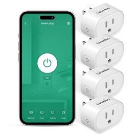 GreenSun WLAN Smart Plug Alexa Google WiFi Socket Wireless Remote Control Timer - 4 Packs