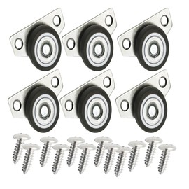 Floyutin 1/1.25 inch Side Mount Casters Soft TPR Castor Wheels No-Swivel Fixed Mute Rolling for Furniture Drawer Cabinet,Set of 6 Packs Grey(Free Screws) (Grey, 1 inch)
