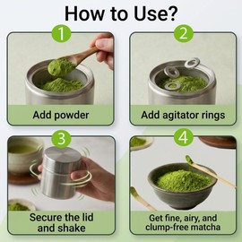 2-Pack Matcha Powder Sifter Container with 6 Stainless Steel Sifting Beads