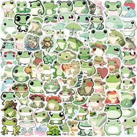 Bric Dodo Pack of 100 Frog Stickers Car Laptop Phone Guitar Skateboard Motorcycle Bicycle Frogs Stickers Set Vinyl Waterproof Aesthetic Stickers for Teenagers Children Adults