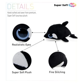 DolliBu Plush Killer Whale Stuffed Animal - Soft Plush Huggable Big Eyes Orca Whale, Adorable Plush Toy, Cute Marine Sea Life Cuddle Gifts for Kids & Adults - 6 Inch