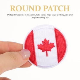 TEHAUX Canadian Flag Patch 12pcs - Round Shape 1.8 Inch Embroidered Applique - Iron On/Sew On Clothing Patches for Jackets, Hats & Backpacks Arts Crafts