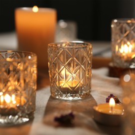 24pcs Clear Votive Candle Holders for Wedding Centerpieces - Glass Candle Holder in Bulk for Table Centerpieces, Tea Lights Candle Holder for Wedding Party Holiday Decor (Clear,24)