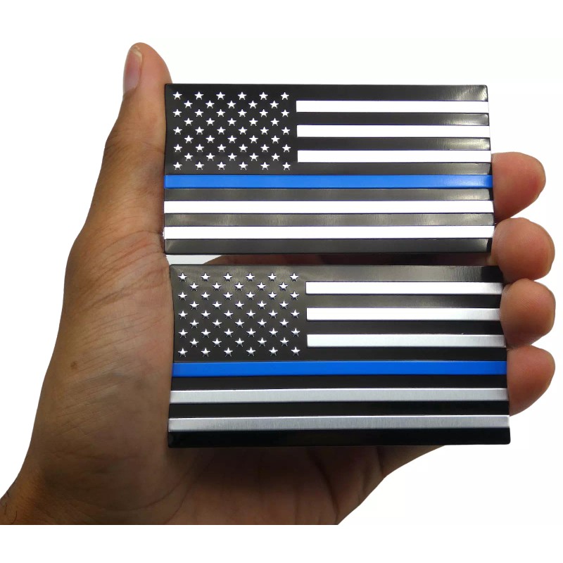 Riley Express 2x ALUMINUM Thin Blue Line Decal Sticker Car,