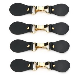 Black Leather Sew-On Coat Buckle Vintage Leather Toggle Buttons Sewing Closures for Jacket Trench Coat Wool Outerwear Sewing DIY Accessories