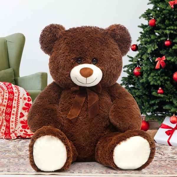 DOLDOA Giant Teddy Bear Soft Stuffed Animals Plush Big Bear Toy for Kids, Girlfriend 36 inch, (Chocolate)