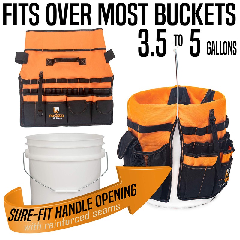 Rugged Tools Bucket Tool Organizer - 64 Pocket Bucket Caddy