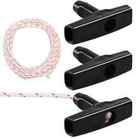 Recoil Starter Rope 10-Meter 3 mm Lawn Mower Pull Cords, Engine Starter Pull Cords with 3 Piece Black Recoil Starter Handle for Chainsaws, Lawn Mower Trimmer Edger Brush Cutter Engine Parts