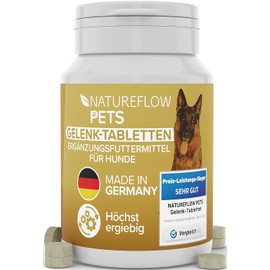 NATUREFLOW Joint Tablets for Dogs - Tested VERY GOOD, Made in Germany with Green-lipped mussel, MSM, and devil's claw - No capsules, highly accepted. Joint tablets for dogs - 100 capsules