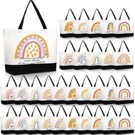 Silkfly 30 Pcs Appreciation Gifts Canvas Tote Bag for Women, Thank you Inspirational Bag for Teacher Coworker