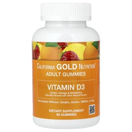 California Gold Nutrition, Vitamin D3 Gummy Jelly, Lemon, Orange, Strawberry Flavor, 90 Gummies (25mcg (1,000IU) per gummy) / California Gold Nutrition (캘리포니아골드뉴트리션), 비타민D3 구미젤리, 레몬, 오렌지, 딸기 맛, 구미젤리 90개(구미젤리 1개당 25mcg(1,000IU))