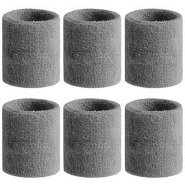 HPWFHPLF Premium Wrist Sweatbands: Stay Dry, Play Hard - Ideal for Tennis, Football, Basketball, Running, 6 Pack Cotton Sweatbands for Men Women & Kids (Grey)