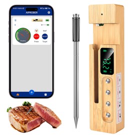 Wireless Meat Thermometer, [2025 Model]，800FT Range, 1000°F Heat Safe，LCD Screen，Instant Reading，Chip Precise Temperature Measurement，App, Perfect for Kitchen, BBQ, Grill, Oven, Smoker，iOS & Android