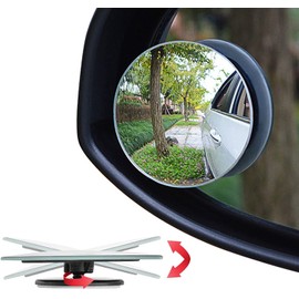 Ampper Blind Spot Mirror, 2" Round HD Glass Frameless Convex Rear View Mirror, Pack of 2