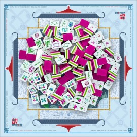 American Mahjong Set with Mat, 160PCS 32mm 4-Layer Pink Green Acrylic Engraved Luxury Tiles for Professional Social ClubColor: Blue Kingfisher Mahjong Mat