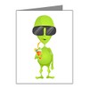 Truly Teague Note Cards (10 Pack) Little Green Alien Sipping