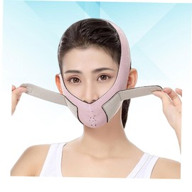 SAFIGLE Thin Masseter Chin Strap Face Lifting Bandage Breathable Elastic Slimming Mask for Firming Facial Skin Soft Comfortable V Shape Support Belt for Women Pink