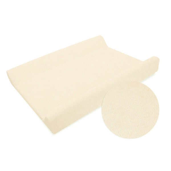 Changing Mat Terry Cover for 70 x 50 cm Nappy Changer with Raised Edges - Cream
