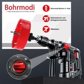 Hole Saw 50 mm, HSS Hole Saw Wood with SDS Plus Shank and Hexagonal Shank Drill Bit for Wood, Drywall, Plastics