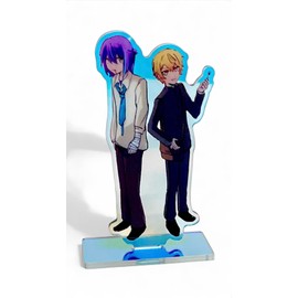 CCG DESIGN Rui vs Tsukasa Anime Character Acrylic Stand Display, Double-Sided Desk Decoration, Purple and Blue Color Scheme, Clear Base Holographic