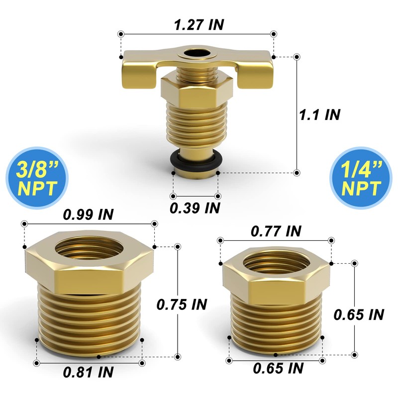 MEANLIN RV Water Heater Replacement Drain Valve 1/4" NPT &