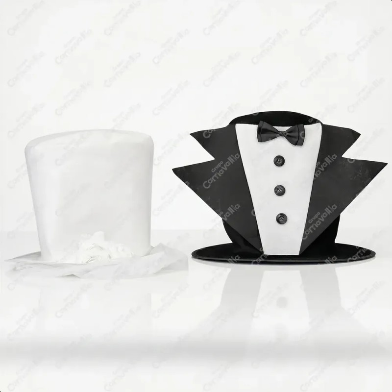 Sombrero Copa Alta Foam Novios Despedida Solteros Bodas Blanco/negro