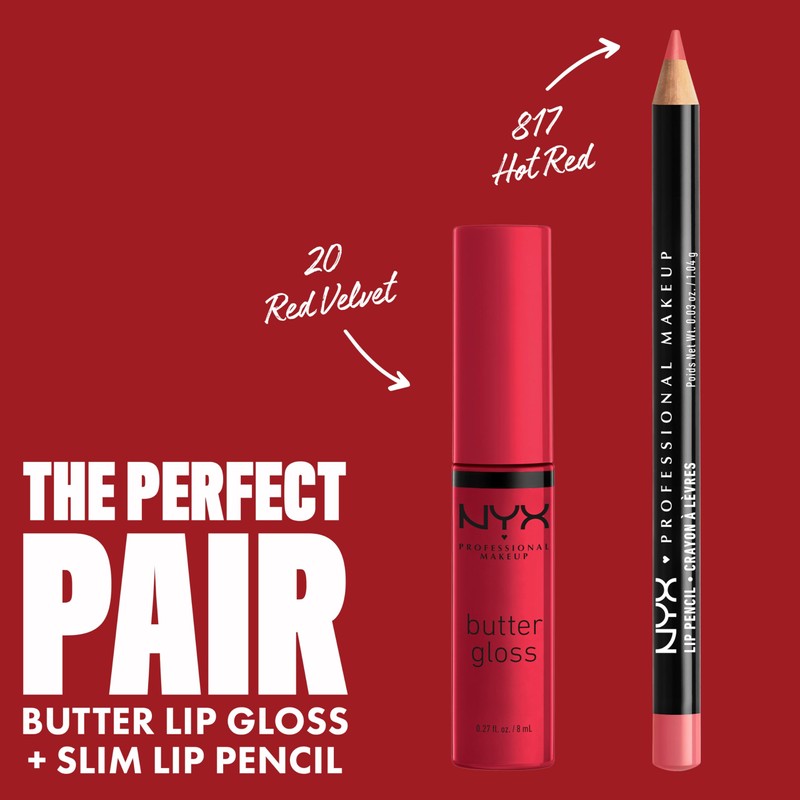 NYX PROFESSIONAL MAKEUP Butter Gloss, Non-Sticky Lip Gloss - Red
