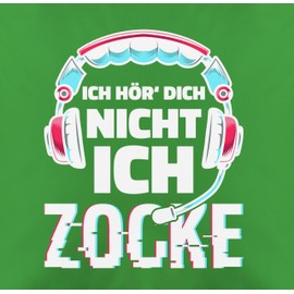 Shirtracer Cushion Cover – Decorative Cushion Hobby – Ich hörDich Nicht ich zocke Headset Glitch White Blue Pink – 50 x 50 cm – Green – Gaming hörre – Gurli Cushion Cover