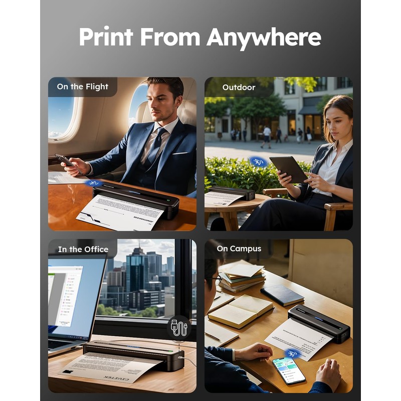 Phomemo Portable Printers Wireless for Travel, Inkless Portable Thermal Printer