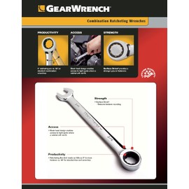 GEARWRENCH 5 Pc. 12 Pt. Ratcheting Combination Wrench Set, SAE - 93005