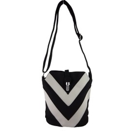 Hanna H0447 Stripe Small Cross Body Bag Hand Bag Two Colours – 24 x 20 x 10 cm, black