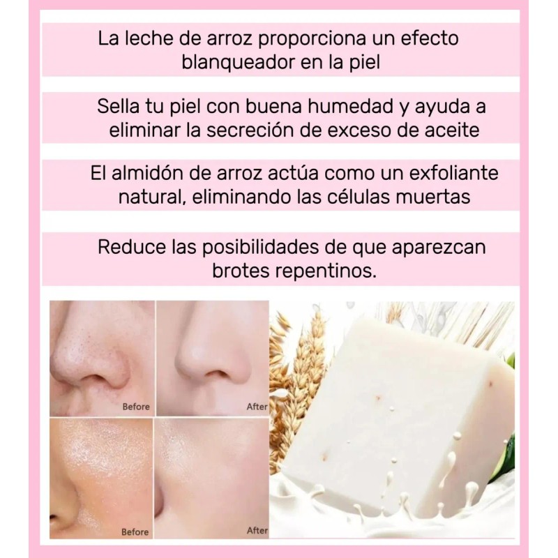 Jabón Arroz Tailandés Aclara Piel Exfolia Quita Manchas