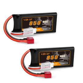 VICMILE 7.4V Lipo Battery Super Thin 2S 850mAh RC Battery with Deans T Plug 35C High Discharge Rate Rechargeable Lithium Battery Fit for DEERC WLtoys HBX Most 1/10 1/16 1/18 1/24 Scale RC Car Truck