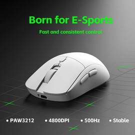 LORERAN - mouse inalámbrico con Bluetooth, 3 modos, Bluetooth 5.0 y 3.0, 2.4G, inalámbrico, portátil, óptico de 4800 DPI, con receptor nano USB, para portátil, MacBook Pro Air, PC, computadora (blanco)