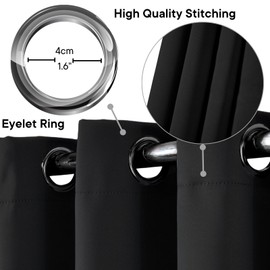 Dreamscene Bedroom Blackout Curtains Black Eyelet, Thermal Modern Decorative Curtains for Living Room Bedroom Home Insulated Summer Winter Soft Curtains, 66x54”