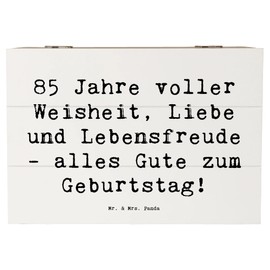 Mr. & Mrs. Panda 22 x 15 cm Holzkiste Spruch 85. Geburtstag Weise - Geschenk, erfülltes Leben, Geschenkdose, Geschenkbox, herzlicher Gruß,