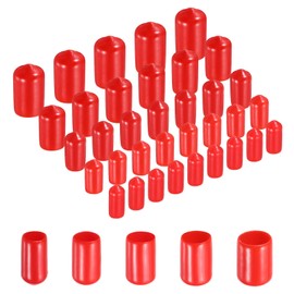 sourcing map 50pcs Round Rubber End Caps Protective Caps 7mm 8mm 9mm 10mm 11mm Red Screw Thread Protectors