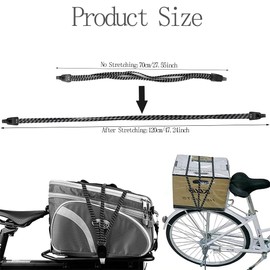 Homefantasy Pack of 3 Bicycle Tie Down Strap Pannier Rack, Luggage Carrier Tie Down Strap, Adjustable Elastic Luggage Straps, Luggage Straps with Hooks, for Luggage, Motorcycle and Bicycle (70-123 cm)