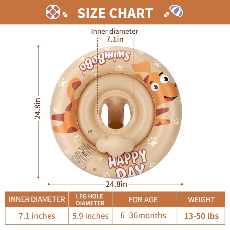 Swimbobo Inflatable Baby Swimming Float with Safe Seat and Canopy