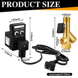 Electronic Drain Valve and Tank Drain Valve Assembly Kit with Braided Steel Hose 1/4 Inch NPT Drain Valve Elbow Fitting and AC 110V 1/2" Automatic Timed Water Tank (Automatic,6 Pcs)